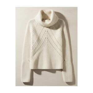 rag & bone Ivory Ribbed Chevron Turtleneck Sweater